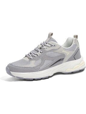 Women's Grey Chunky Platform Sneakers Running Walking Gym Athletic Shoes